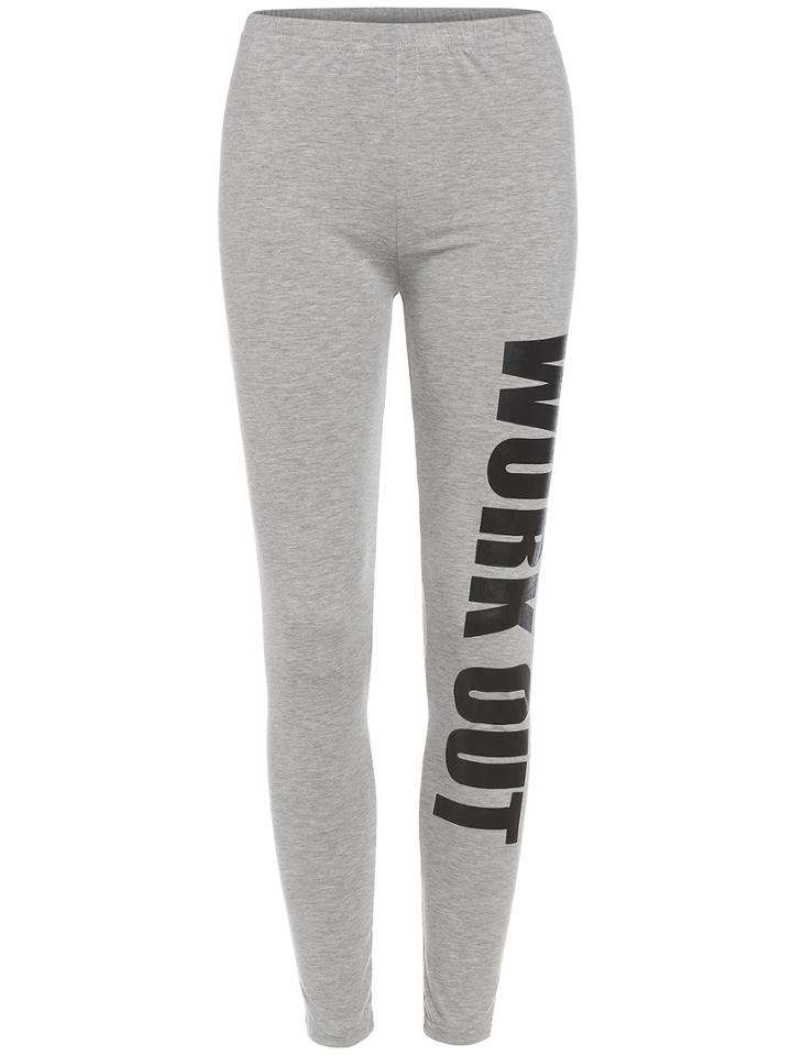 Shein Letter Print Grey Leggings