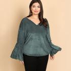 Shein Plus V-cut Neck Flounce Sleeve Tee