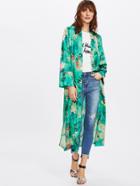 Shein Botanical Print Side Slit Kimono Coat