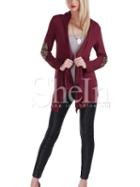 Shein Burgundy Elbow Patch Sequined Coat