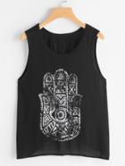 Shein Printed Wrap Back Tank Top