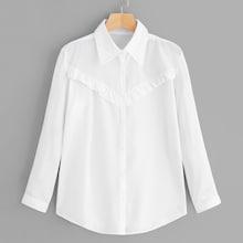 Shein Ruffle Detail Solid Blouse