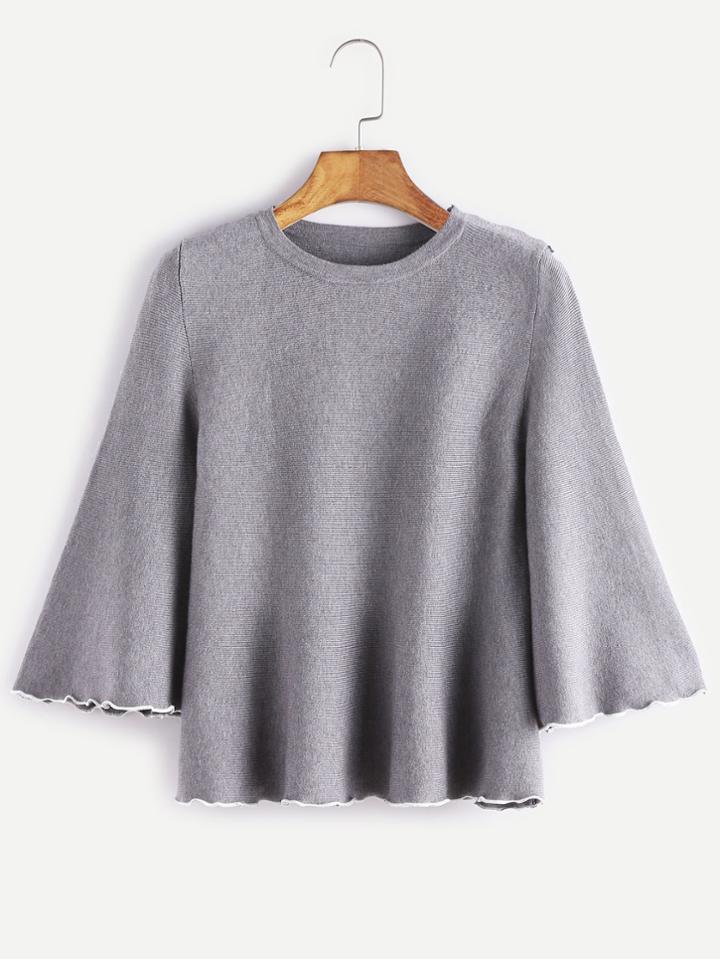 Shein Grey Contrast Trim Jersey Loose Sweater