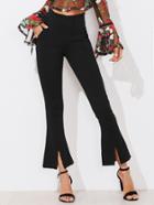 Shein Frayed Hem Slit Flared Jeans