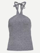 Shein Grey Halter Neck Ribbed Knit Top