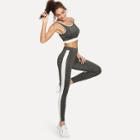 Shein Contrast Panel Sporty Bra And Leggings Set