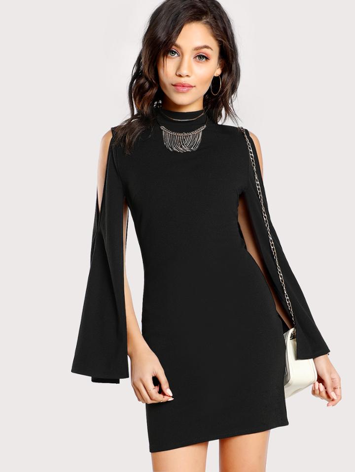 Shein Open Shoulder Fitted Cape Dress