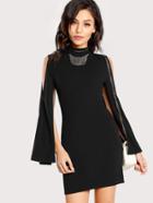 Shein Open Shoulder Fitted Cape Dress