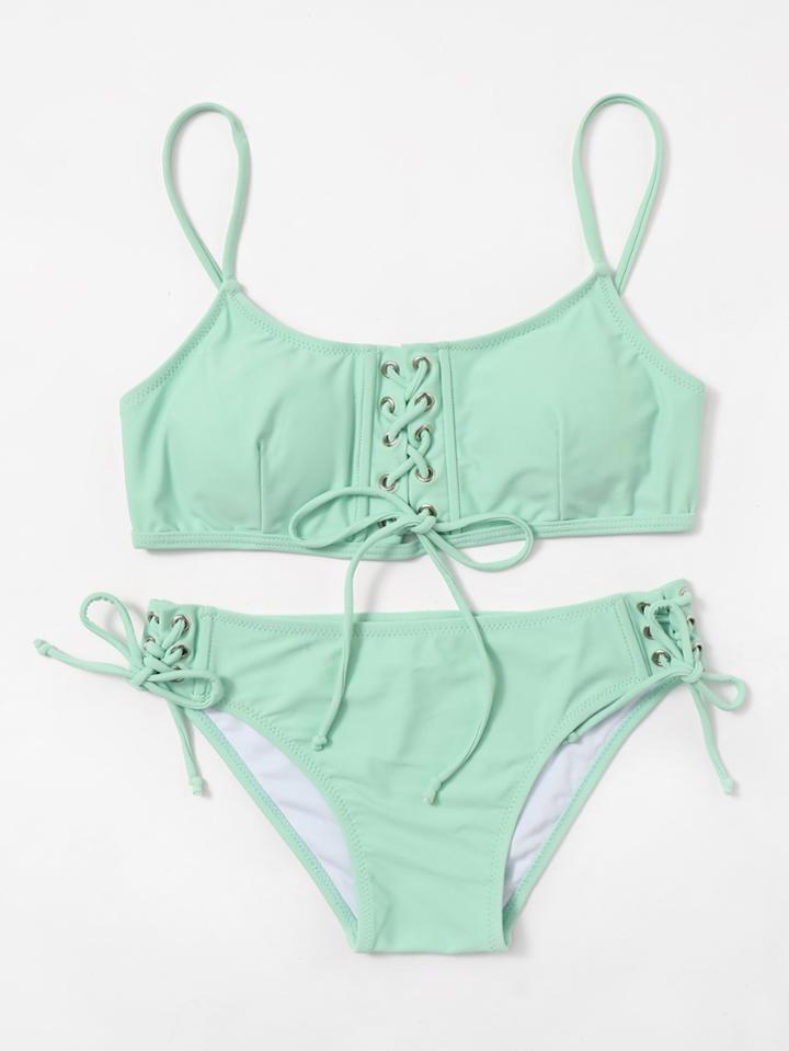 Shein Lace Up Tie Side Bikini Set