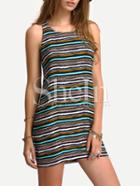 Shein Multicolor Sleeveless Striped Vest Dress