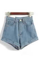 Shein High Waist Loose Denim Blue Shorts