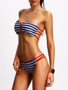 Shein Striped Ladder-cutout Bandeau Bikini Set