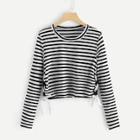 Shein Letter Taped Striped Tee