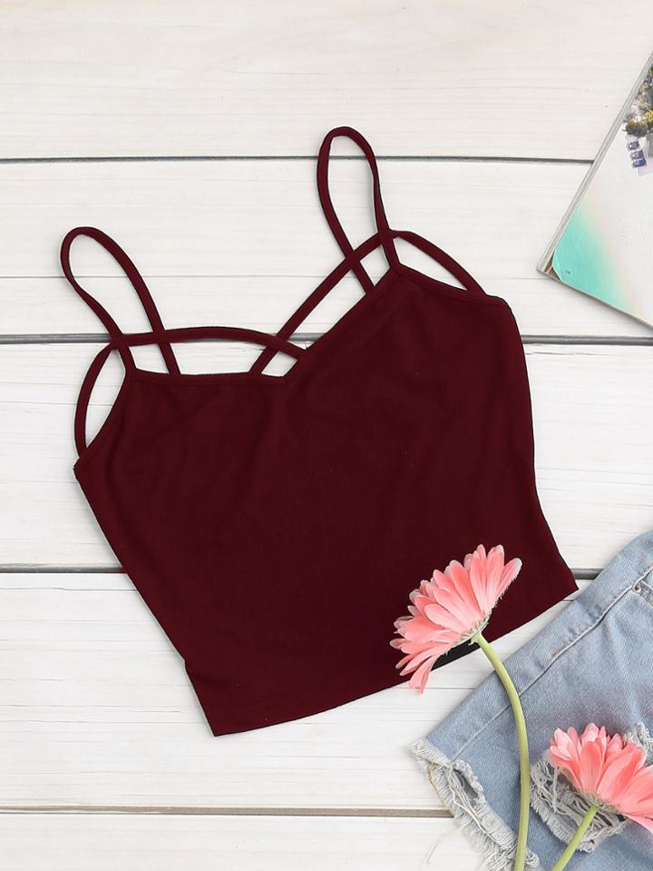 Shein Crisscross Strappy Crop Cami Top