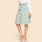 Shein Waist Belted Button & Pocket Up Skirt