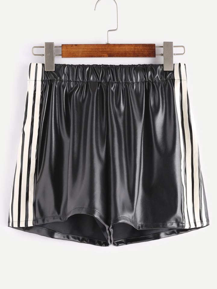 Shein Pu Striped Side Shorts