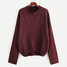Shein Plus Drop Shoulder Solid Dip Hem Sweater