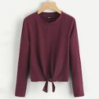 Shein Knot Front Ribbed Knit Tee
