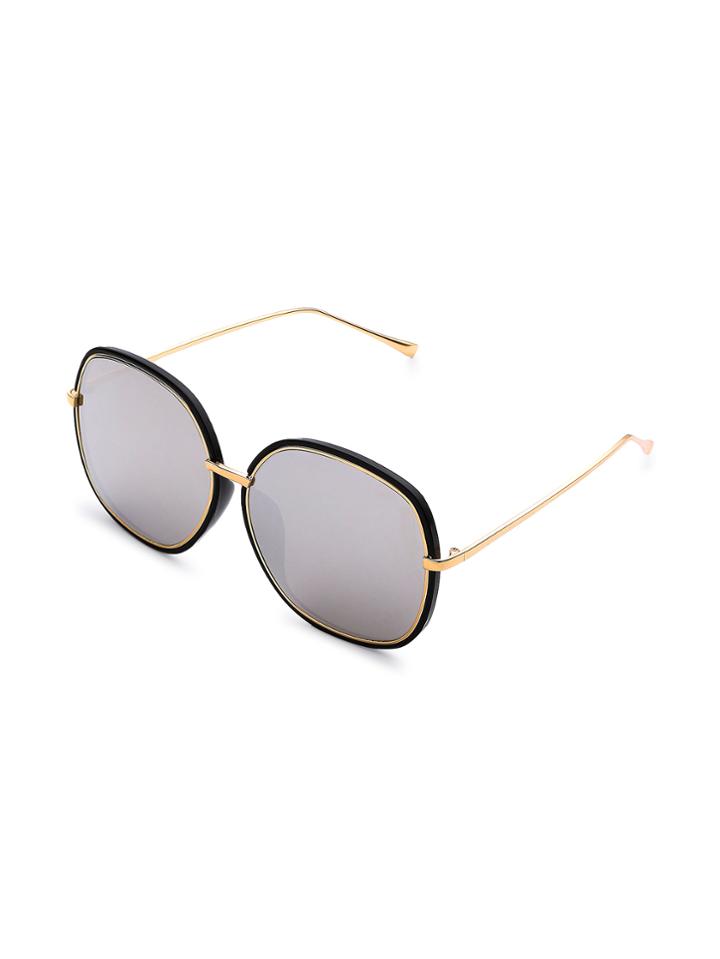Shein Contrast Trim Mirror Lens Sunglasses