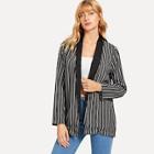 Shein Vertical Stripe Open Front Blazer