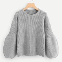 Shein Bishop Sleeve Solid Jumper