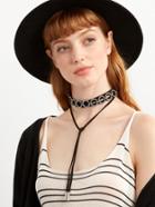 Shein Black Layered Circle Rhinestone Wrap Choker Necklace