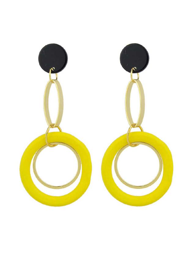 Shein Yellow Circle Colorful Resin Party Big Hanging Earrings For Women