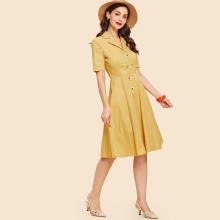 Shein Button Decoration Flare Dress