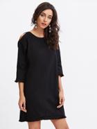 Shein Open Shoulder Fray Hem Dress