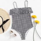 Shein Grid Flounce Swimsuit