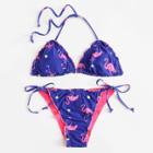 Shein Flamingo Print Self Tie Bikini Set