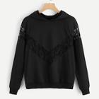 Shein Contrast Lace Solid Hoodie