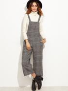 Shein Grey Glen Plaid Wide Leg Overall Jumpsuit