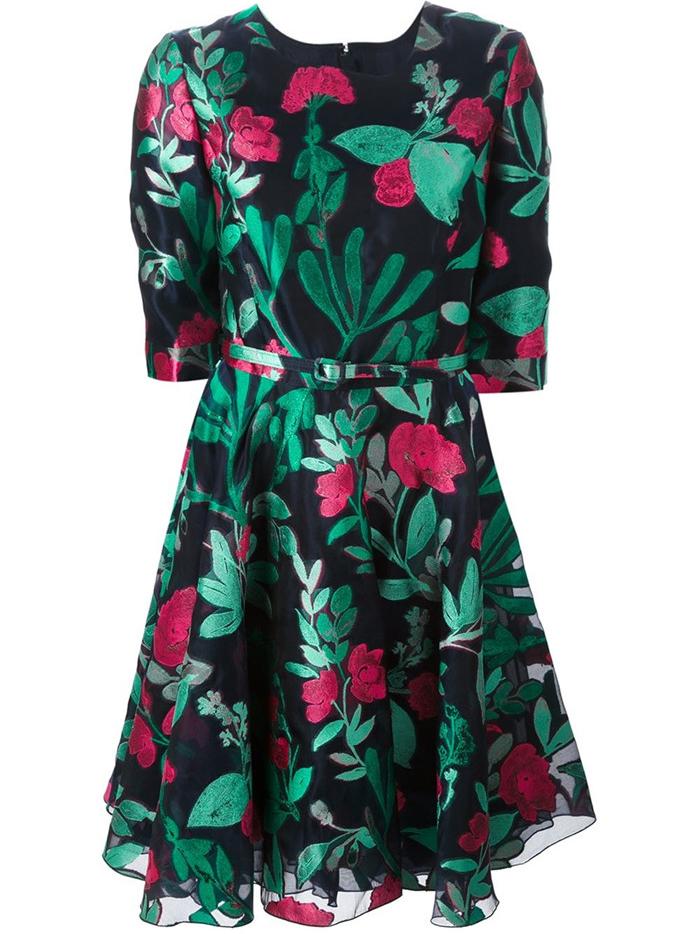 Shein Multicolor Round Neck Half Sleeve Print Drawstring Dress