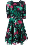 Shein Multicolor Round Neck Half Sleeve Print Drawstring Dress