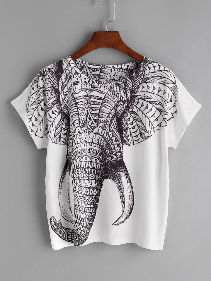 Shein Elephant Print Tee