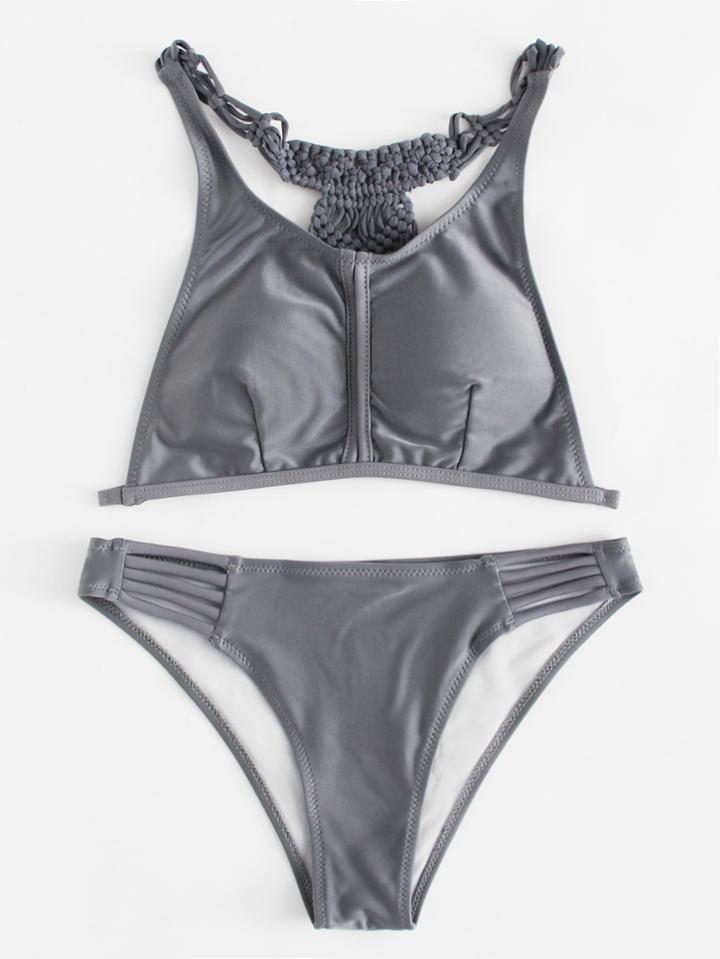 Shein Woven Back Bikini Set