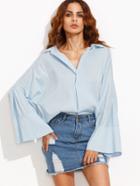 Shein Blue Bell Long Sleeve Loose Blouse