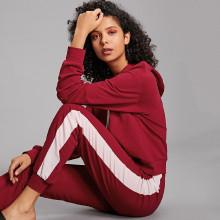 Shein Cut And Sew Drawstring Hooded Top And Pants Set
