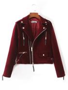 Shein Zipper Design Velvet Jacket