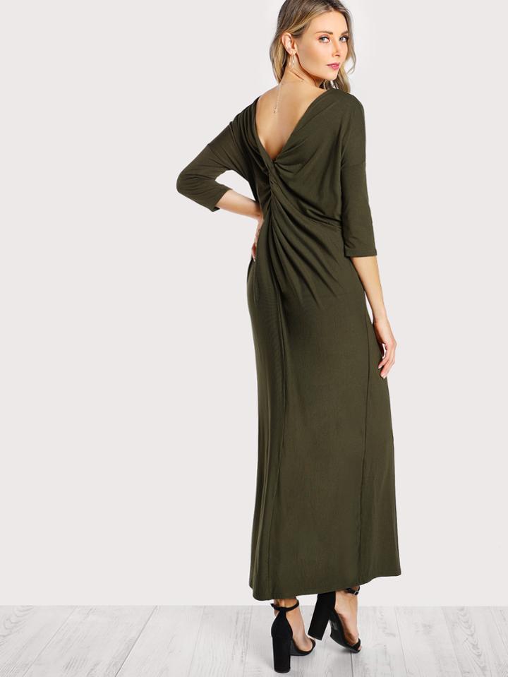 Shein Twist Draped Back Maxi Tee Dress