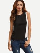Shein Black And White Sleeveless Blouse