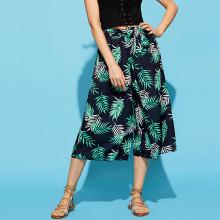 Shein Leaf Print Wide Leg Pants