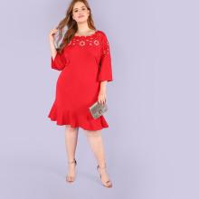 Shein Plus Cut Out Insert Ruffle Hem Dress