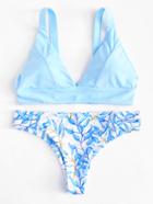 Shein Leaf Print Bikini Set