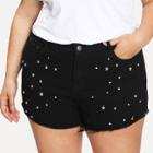 Shein Plus Studded Raw Hem Denim Shorts