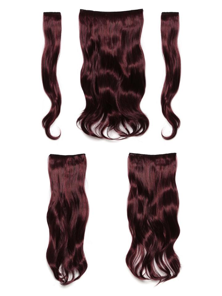 Shein Black & Burgundy Clip In Soft Wave Hair Extension 5pcs