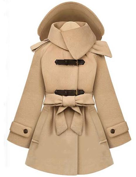 Shein Camel Lapel Double Breasted Pockets Long Coat