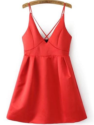 Shein Criss Cross Bib Zipper Back Cami Dress