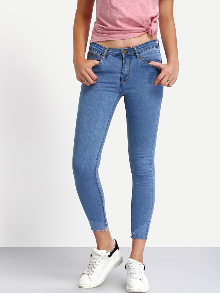 Shein Raw Hem Skinny Jeans